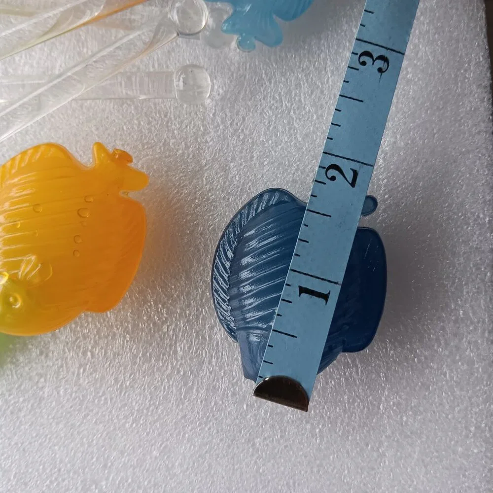 Vintage Pier 1 Glass Fish Swizzle Sticks & Plastic Fish Ice Cubes Set Blue